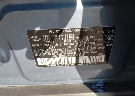 2018 Subaru Outback 2.5I Limited from USA, damaged, VIN 4S4BSANC5J3284992